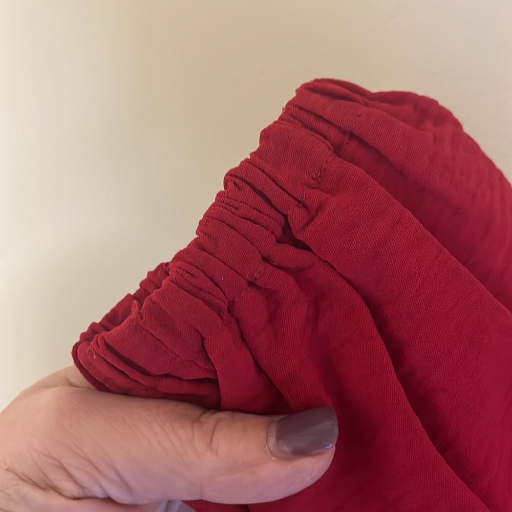 Women's Red Ruffle Blouse - Picture 4 of 10